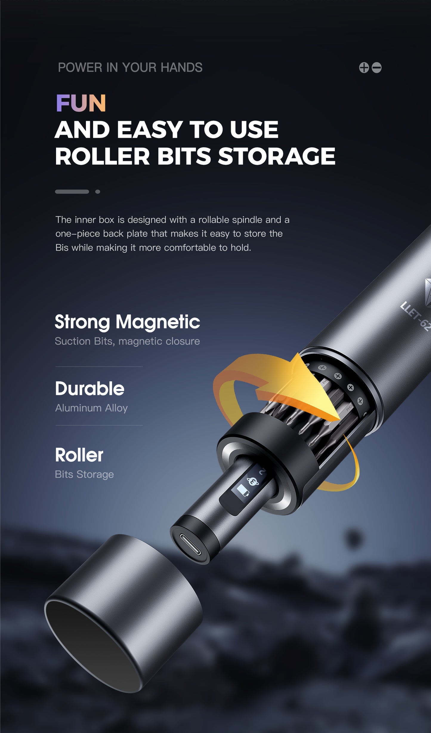 Liulon LL-ET62 62 In 1 Electric Screwdriver Set With 3 Adjustable Gears